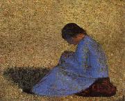 Georges Seurat The Countrywoman sat on the Lawn France oil painting artist